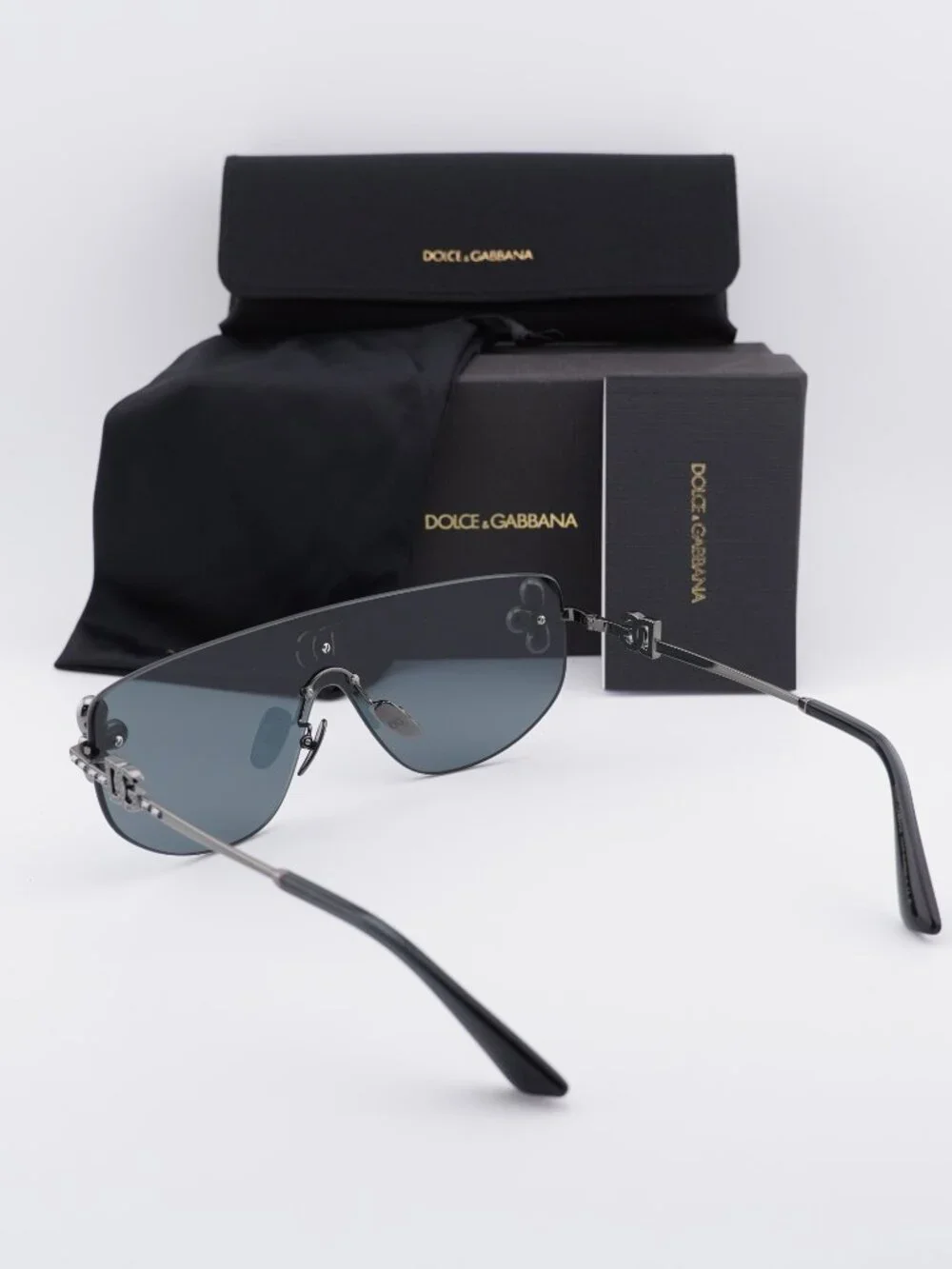 Dolce & Gabbana DG2333B 12866G Shield Sunglasses - Gunmetal / Grey